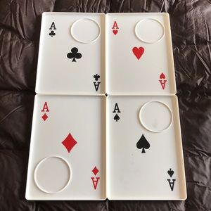 4 Aces Snack Trays Vintage Card Serving Plates